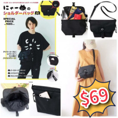 日本雜誌附錄 NYA驚訝貓系列黑色斜揹袋