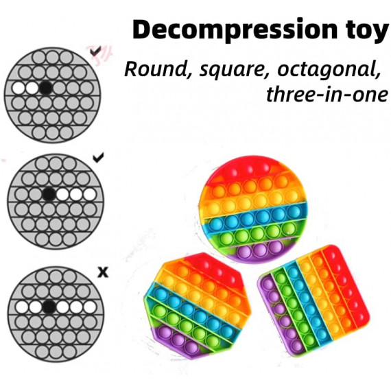 橫掃全球 超級流行 Pop Fidget Sensory Toys指尖感官減壓玩具 經典彩虹三件套