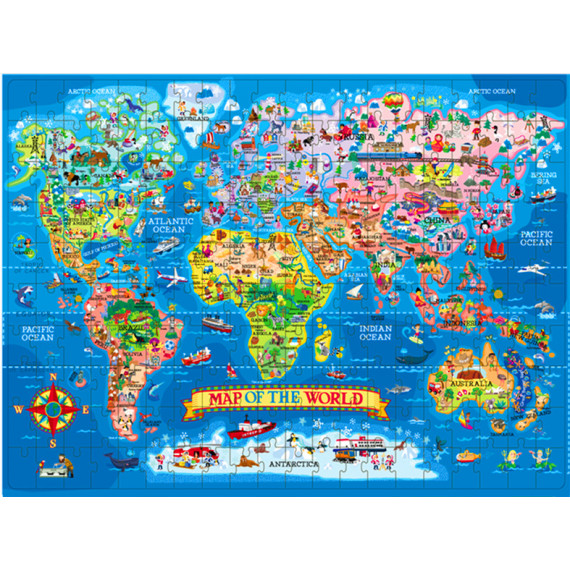 amazon超人氣 200pcs Map of the World Paper Puzzles世界地圖益智教育拼圖  ★鍛煉孩子的專注力和耐心  ★玩樂中學習世界地理知識和主要動物分佈