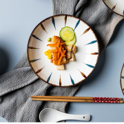 日式藍禾豎紋精緻餐具16件套裝