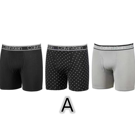 最新人氣 Calvin Klein 精梳綿男裝底褲内褲（一盒3條）  ★兩款可選：A（黑，黑，灰各一）;  B（藍，灰，黑各一）