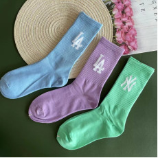 韓國限定 MLB NY純棉提花字母LOGO中筒襪3色超值裝