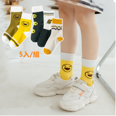 韓國人氣熱賣 笑臉卡通中筒襪5款入/組