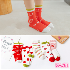 韓國人氣熱賣 Cherry卡通中筒襪5款入/組