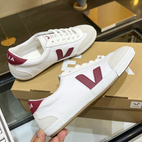 韓國限定版 VEJA經典復古帆布深紅V白波鞋