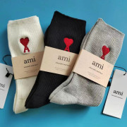 New法國人氣潮牌 Ami 經典三色中筒襪  ★三色可選：Black，White，Gray