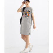 韓國限定版 MARDI經典印花直筒短袖連身裙