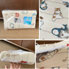 日本限定 涼感天婦羅貓鯊魚貓卡通兒童記憶枕頭