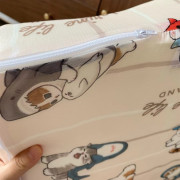 日本限定 涼感天婦羅貓鯊魚貓卡通兒童記憶枕頭